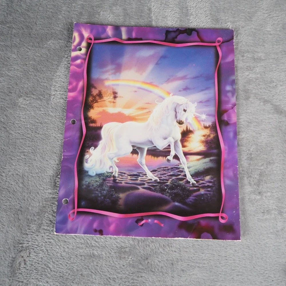 VTG 90's Unicorn‎ Horse Folders Lot of 3 Stuart Hall Christian Riese Lassen Art